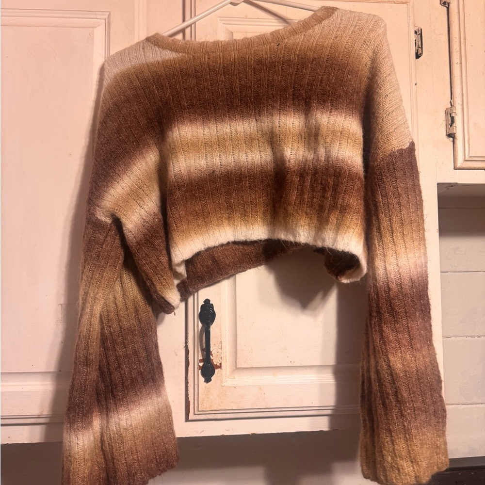 Chic Nation Gradient Brown and Cream Sweater